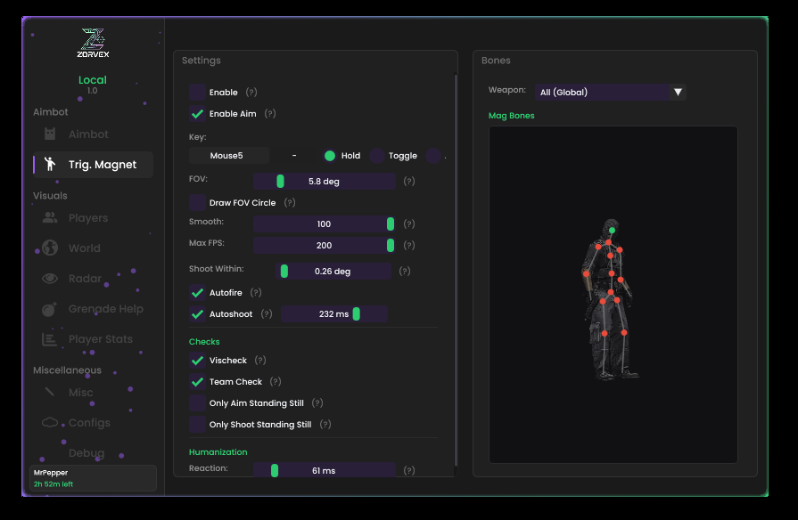 CS2 DMA Trigger Magnet with autofire, checks and humanization settings